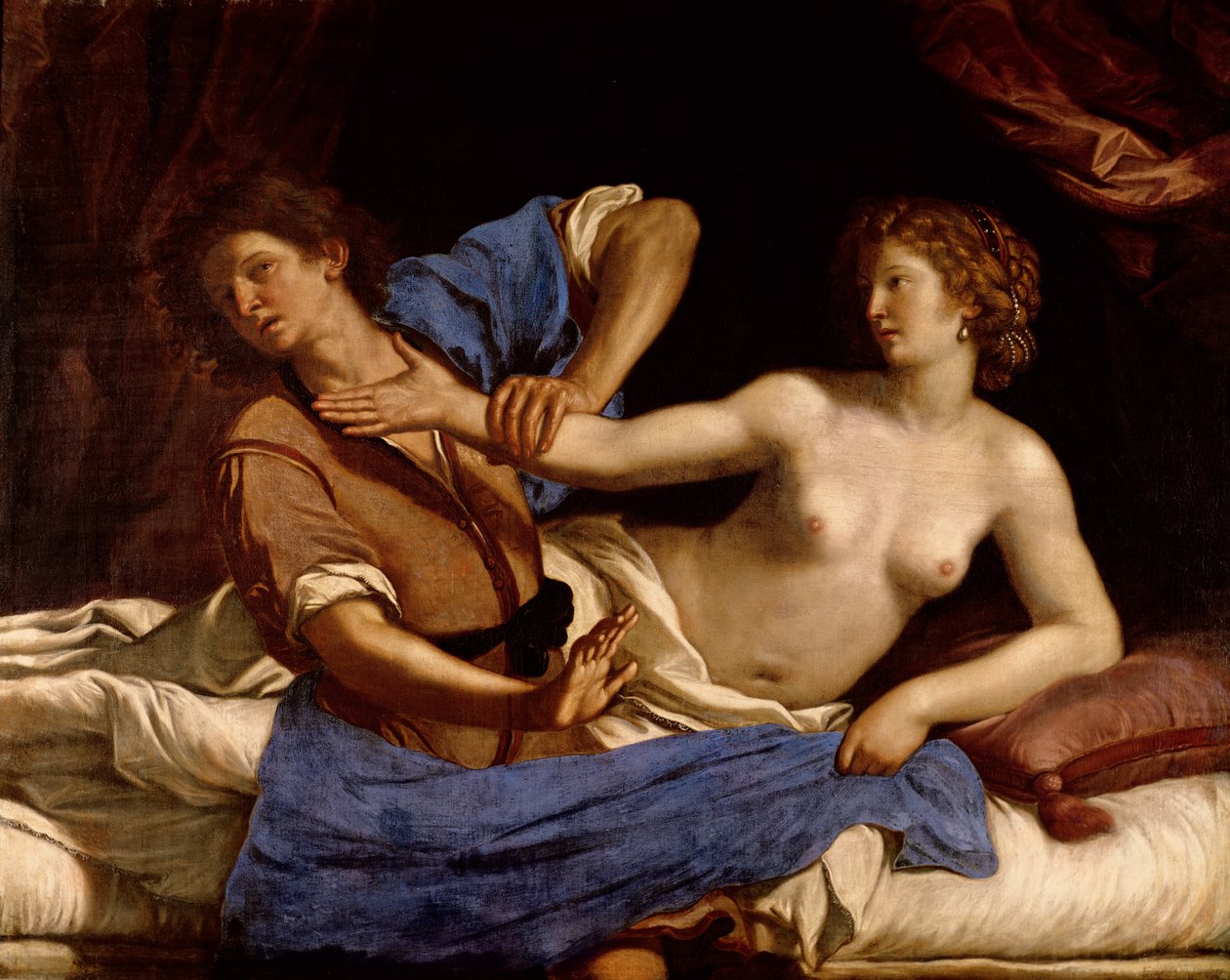 José e a esposa de Potifar, c.1649 de Giovanni Francesco Barbieri