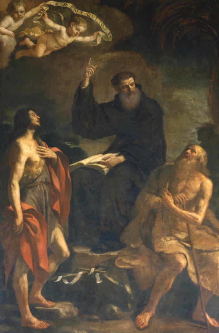 Santo Agostinho, São João e São Jerônimo de Giovanni Francesco Barbieri