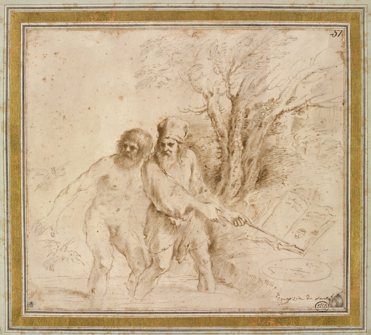 Um sujeito astrológico, 1640 (tinta de fel de ferro sobre papel) de Giovanni Francesco Barbieri