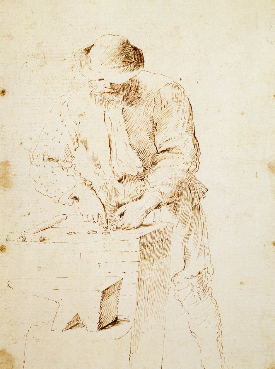 Coin minter, Por Giovanni Francesco Barbieri, conhecido como Guercino (1591-1666), Desenho, Itália de Guercino