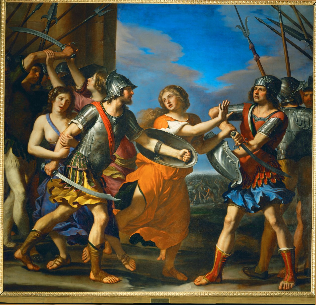 Hersília separa Rómulo e Tácio, o rei dos Sabinos ... de Guercino (1591 1666)