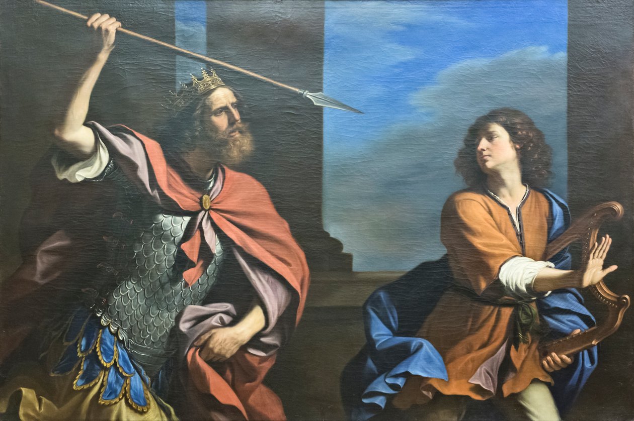 Saul tenta matar David com a sua lança de Guercino (1591 1666)