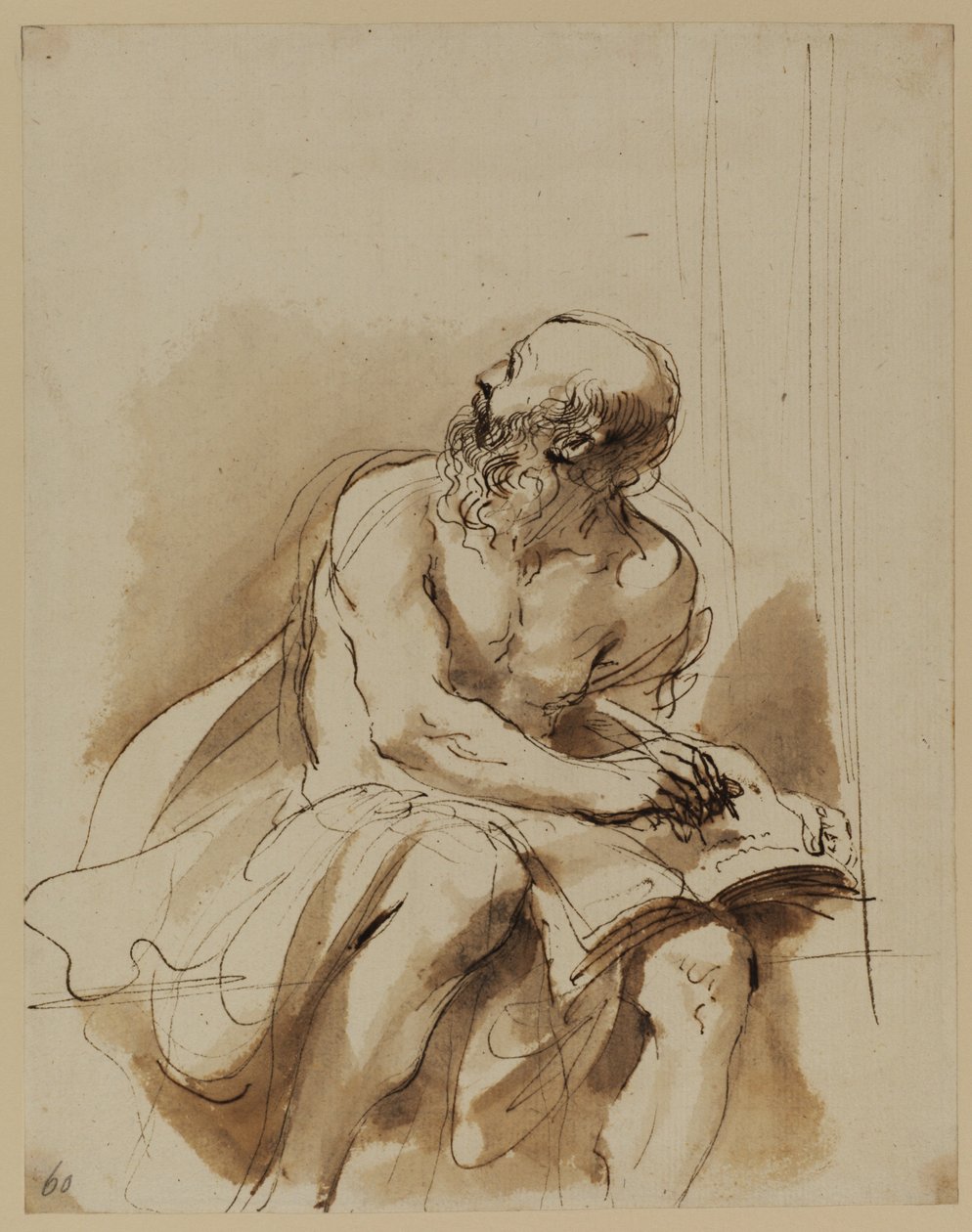 Figura sentada de São Jerónimo de Guercino (1591 1666)