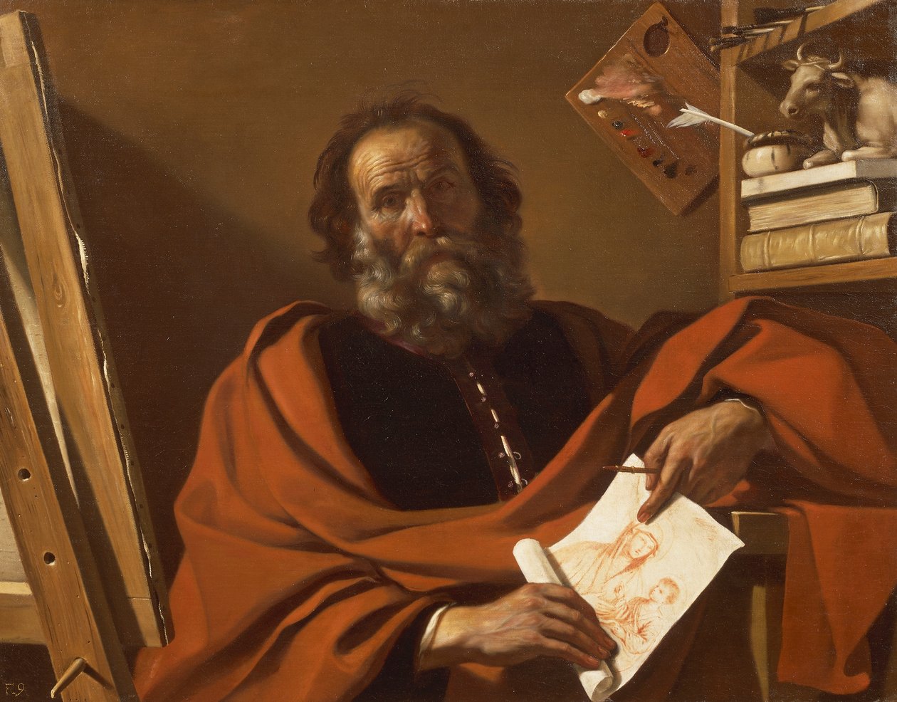 São Lucas, de Giovanni Francesco Barbieri, conhecido como Guercino, óleo sobre tela de Guercino