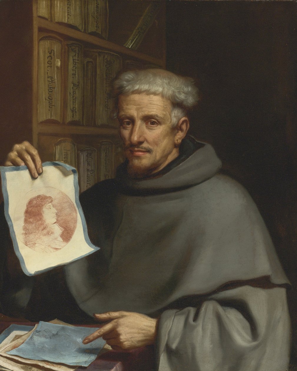 "Portrait du peintre Bonaventura Bisi" (Retrato de Fra Bonaventura Bisi (1601-1659) chamado Il Pittorino) Peinture de Giovanni Francesco Barbieri dit Guercino ou le Guerchin (1591-1666) 17eme siecle Collection privee de Guercino