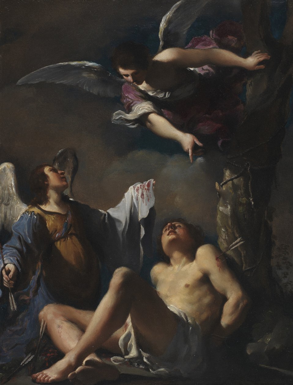 São Sebastião socorrido por dois angeks de Guercino