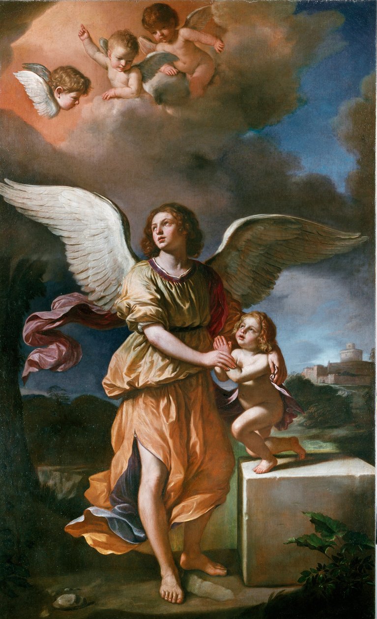 O Anjo da Guarda (óleo sobre tela de Guercino