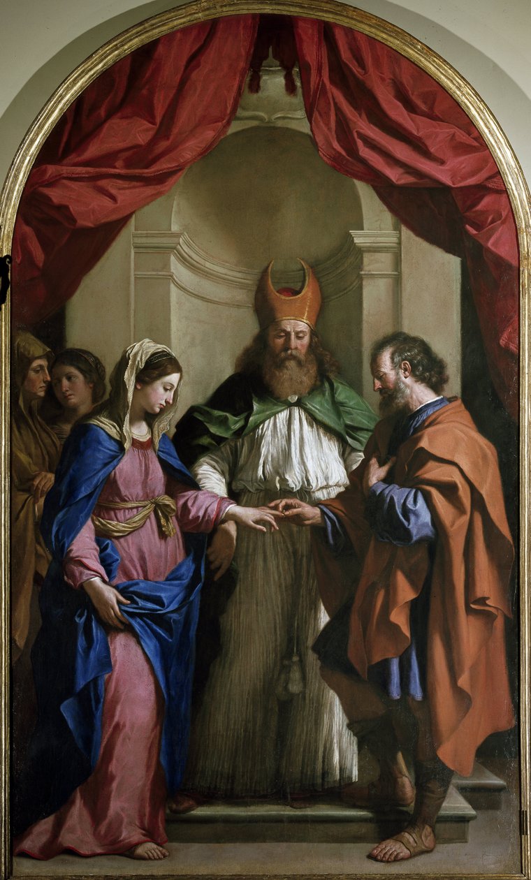 O Casamento da Virgem (óleo sobre tela de Guercino