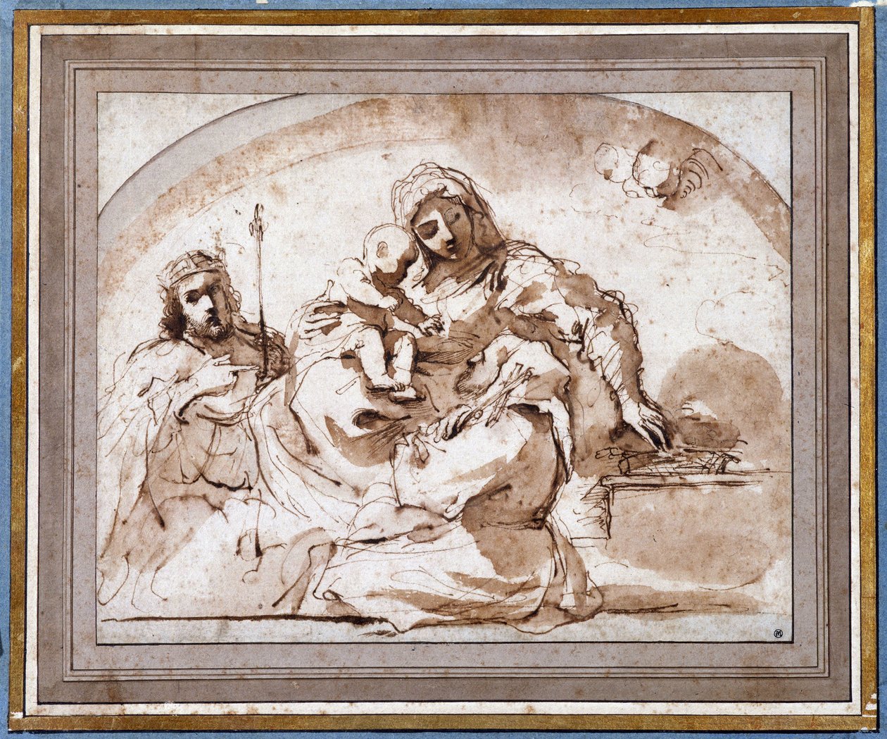 A Virgem tem um filho com São Luís e São François de Guercino