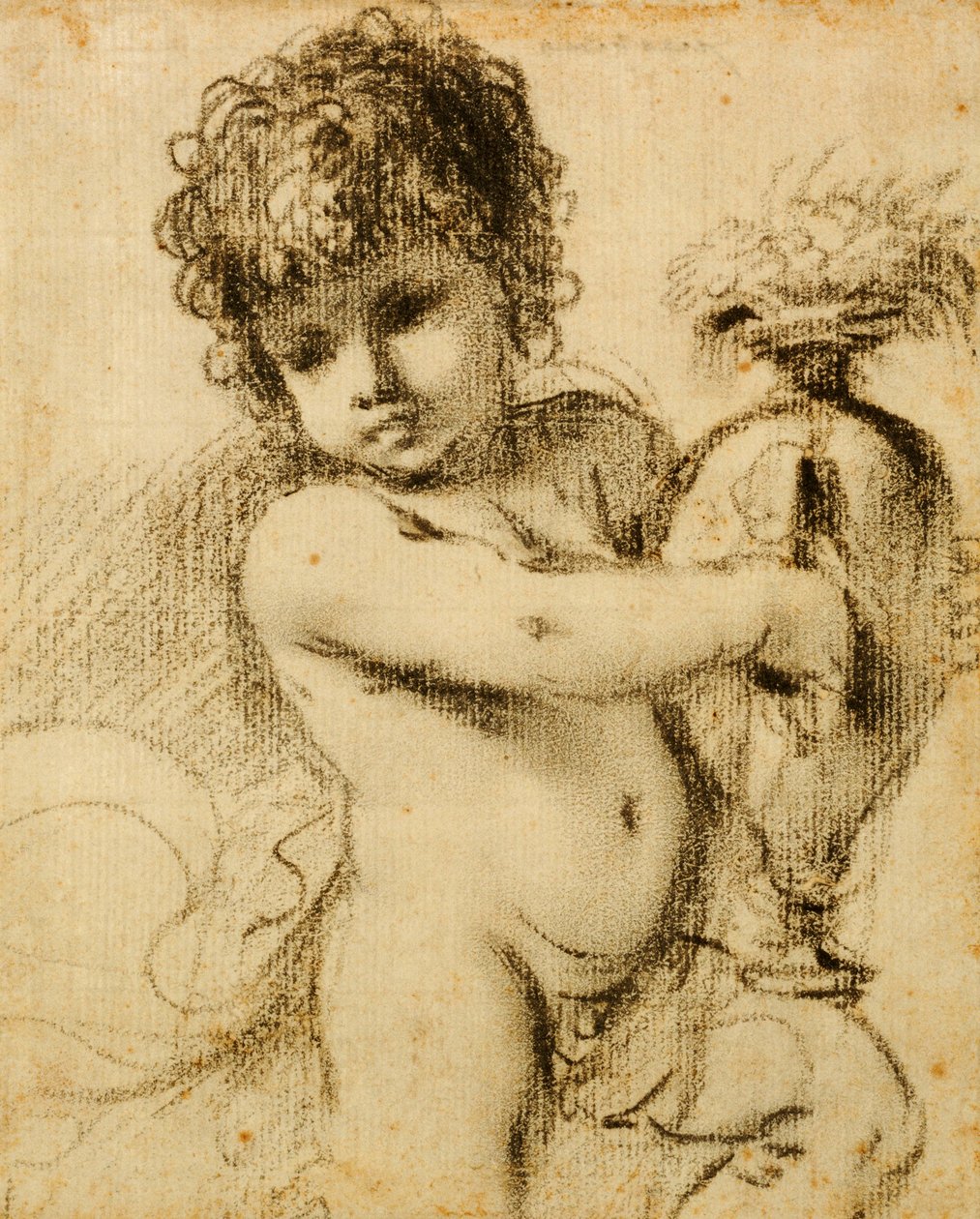 Um Putto com um vaso de Guercino