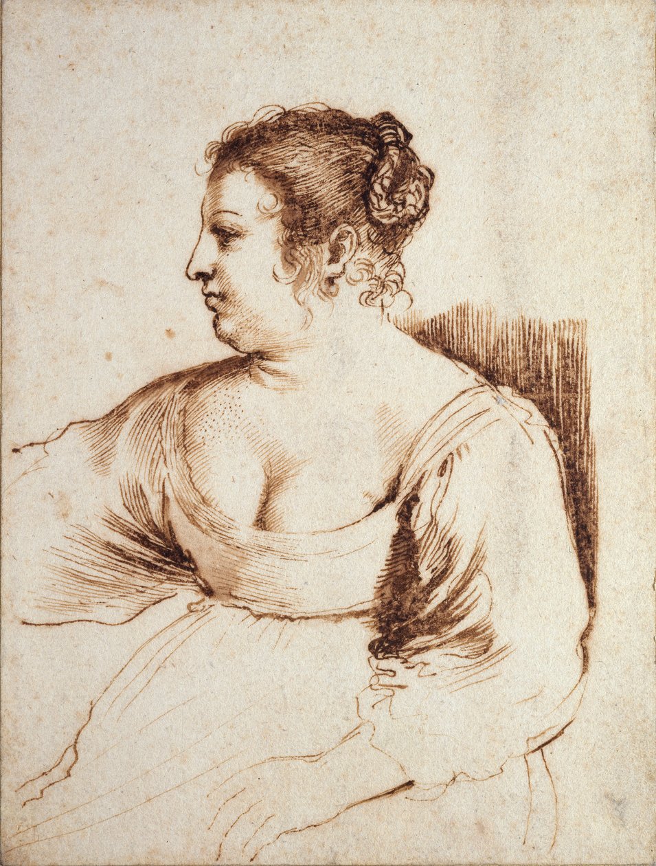 Uma mulher sentada, 1640-1649 de Guercino