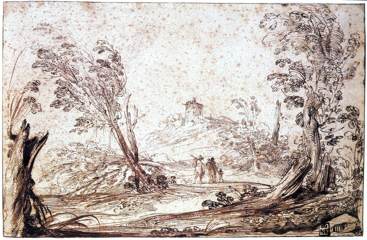 Paisagem, século XVII de Guercino