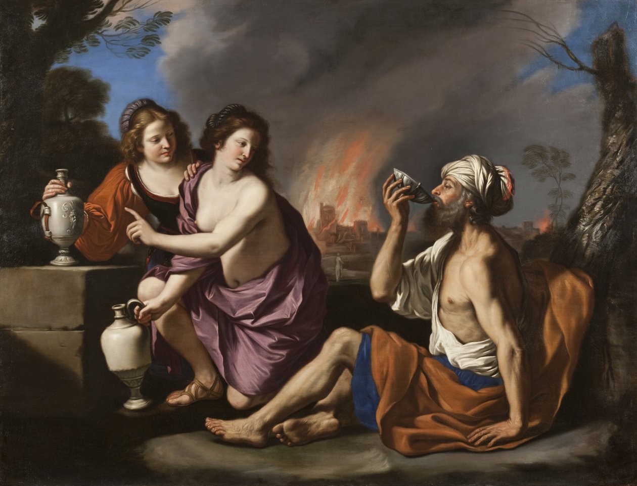 Ló e as suas filhas de Guercino