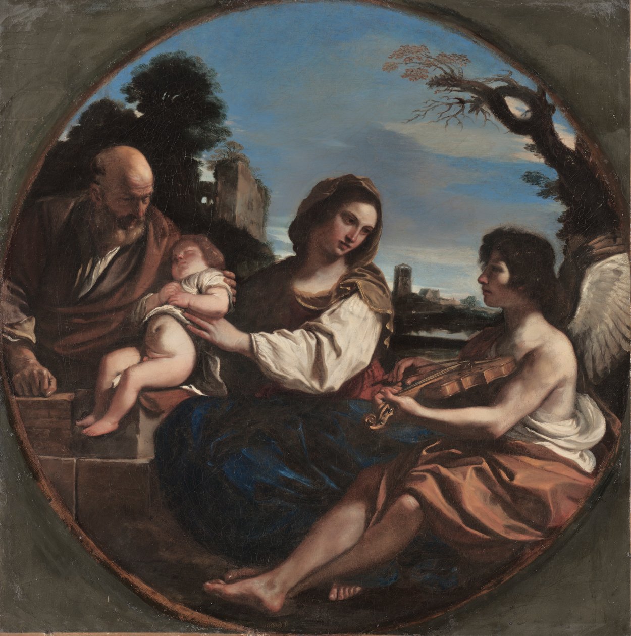 Descanse na fuga para o Egito de Guercino
