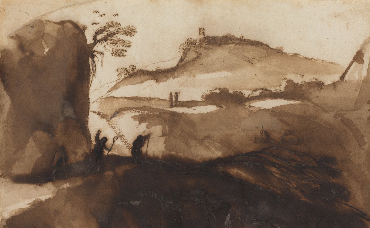 Pastores a espreitar um abismo de Guercino