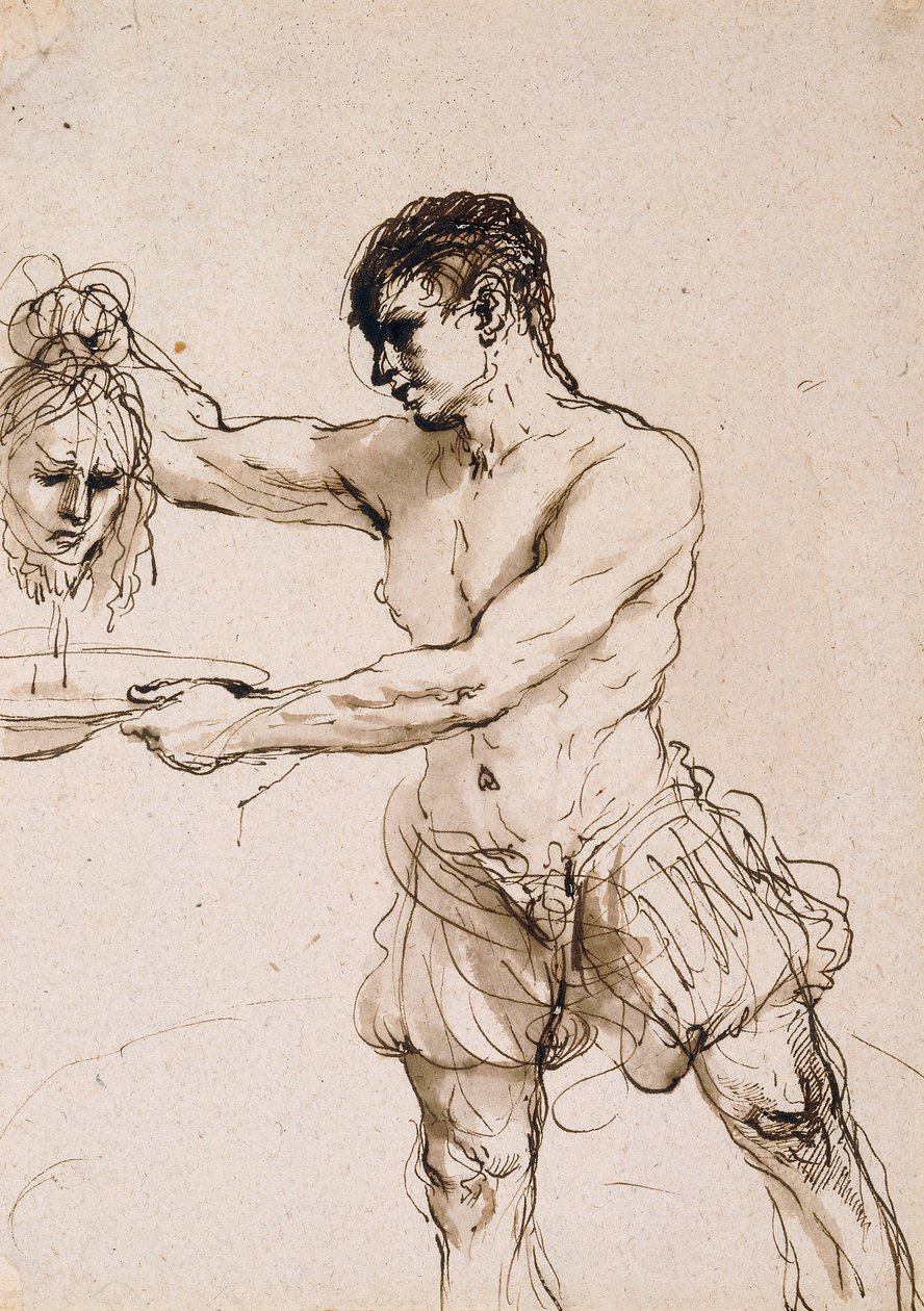 O carrasco segurando a cabeça de São João Batista, c.1637 de Guercino