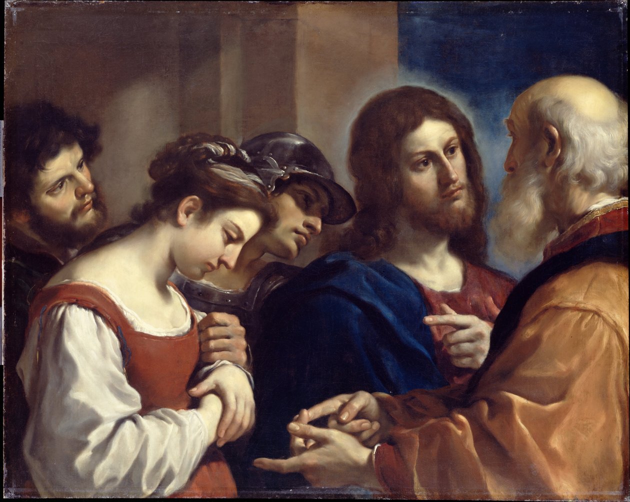 A mulher apanhada em adultério de Guercino