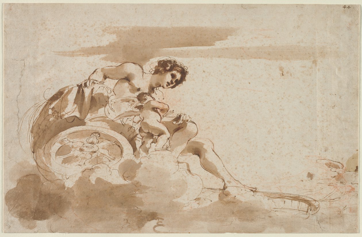 Vênus e Cupido em uma carruagem de Guercino