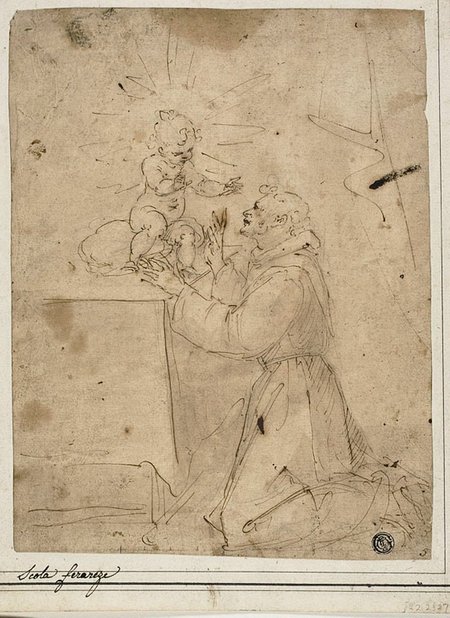Santo Antônio de Pádua adorando o Menino Jesus de Guglielmo Caccia