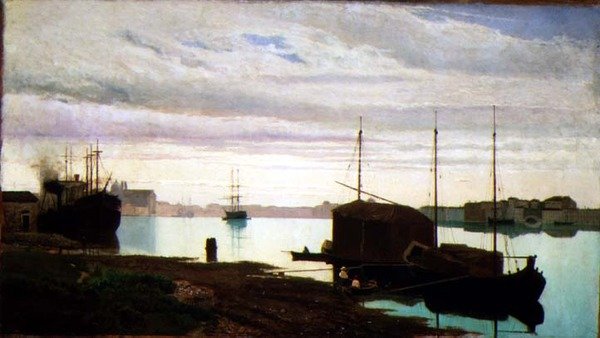 O Canal de Giudecca, Veneza de Guglielmo Ciardi