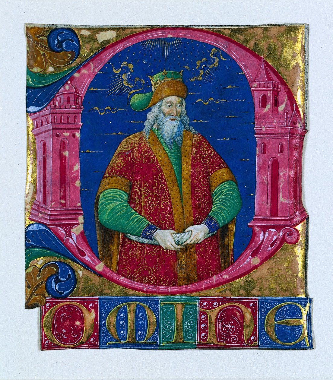 D[omine] inicial de um livro coral: Rei Salomão, c. 1470-1480. de Guglielmo Giraldi del Magri [or del