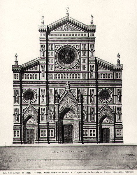 Design para a fachada de Santa Maria del Fiore ou Duomo em Florença de Guglielmo Petersen