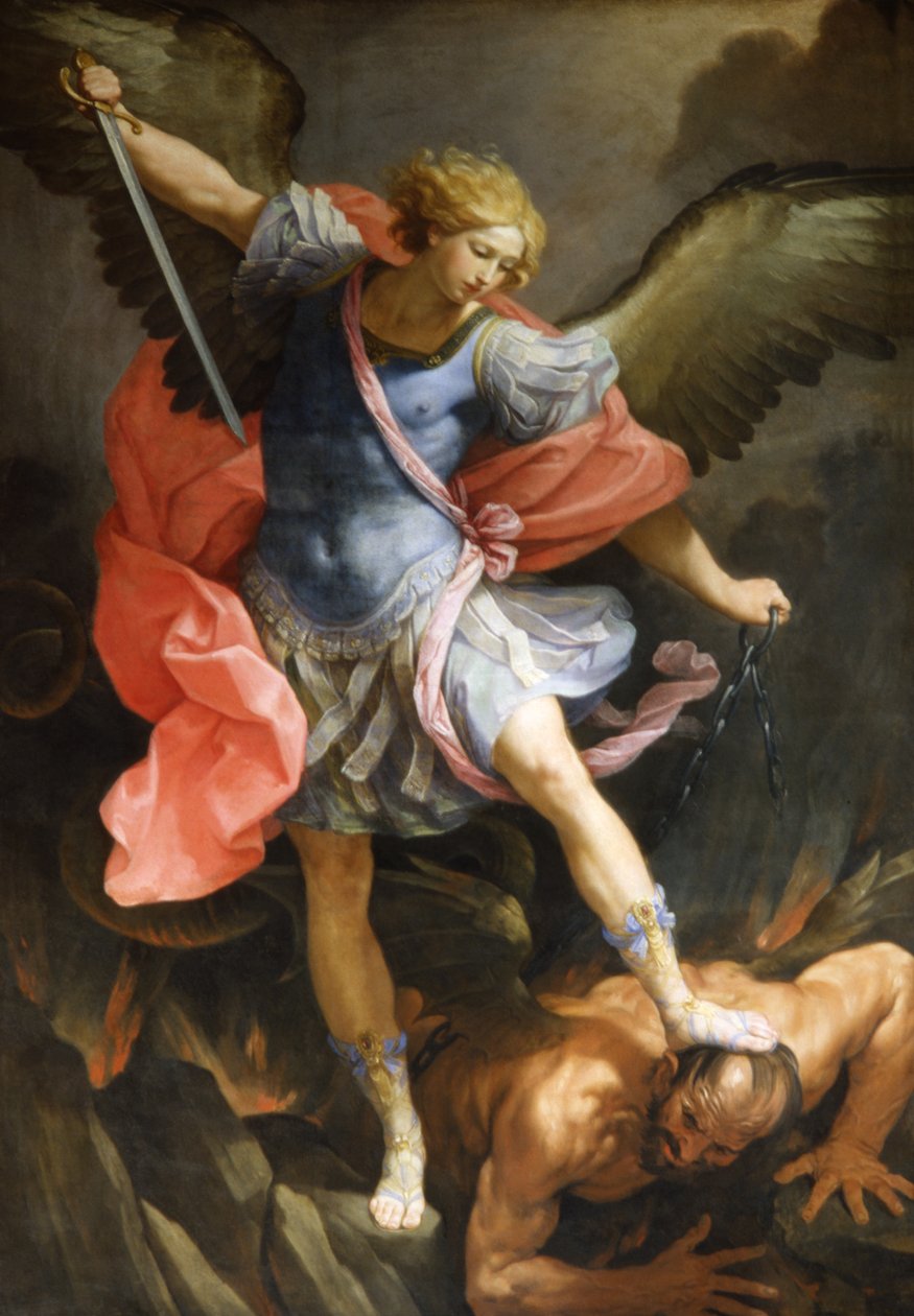 Arcanjo Miguel Derrotando Satanás, c.1636 de Guido Reni