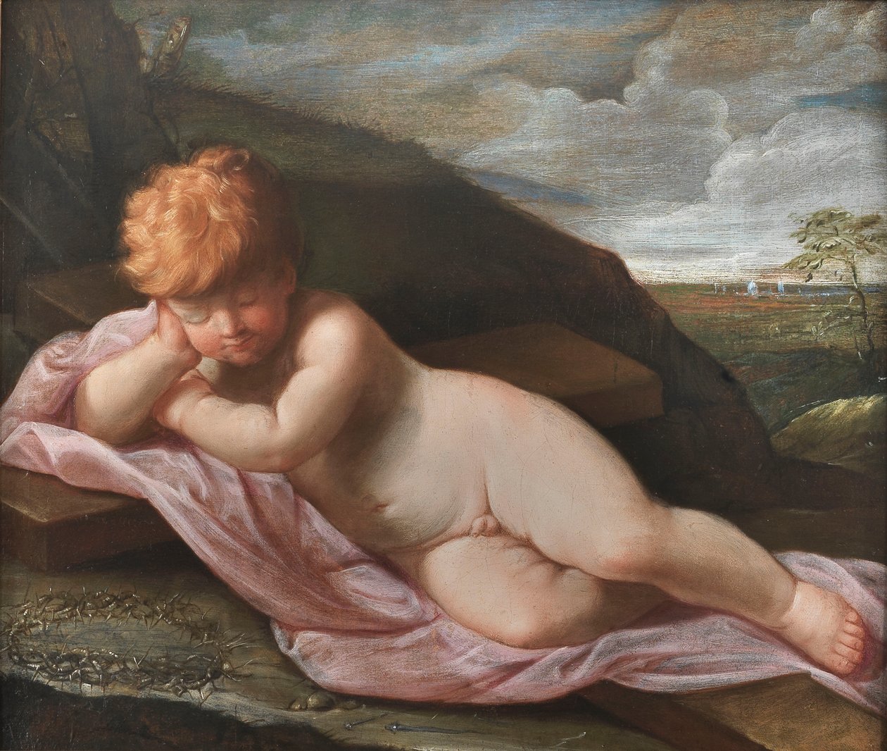 Bebê Jesus dormindo na Cruz de Guido Reni