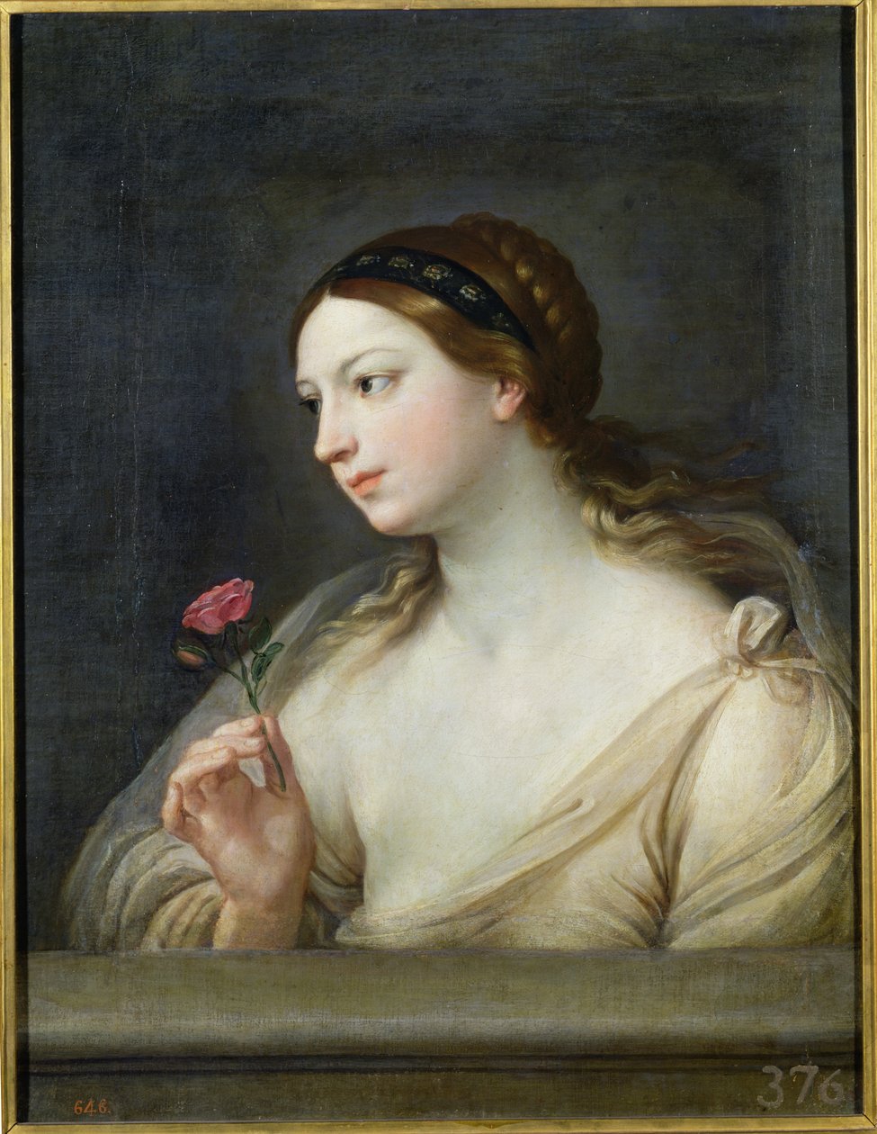 Menina, com, um, rosa de Guido Reni