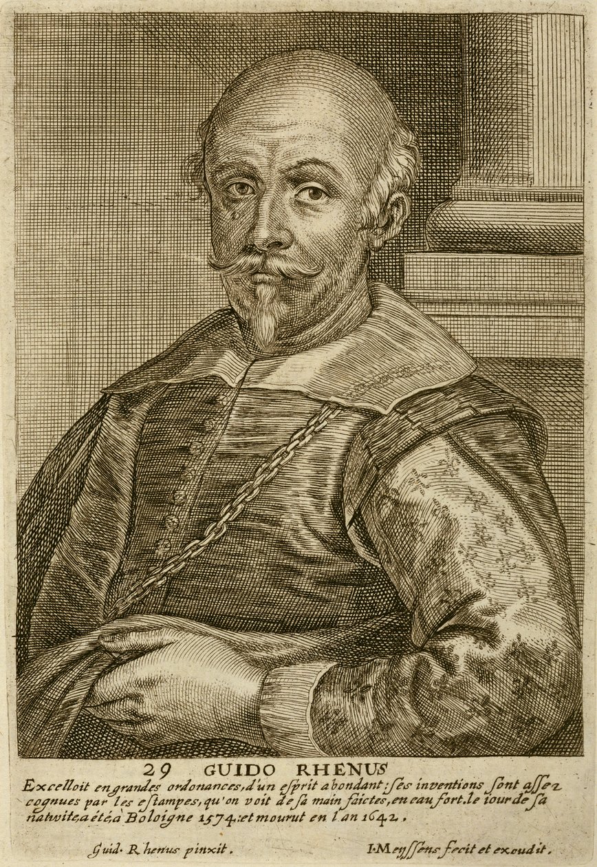Auto-retrato, prato 29 de uma série de retratos de artistas, gravada por Joannes Meyssens (1612-1670) de Guido Reni