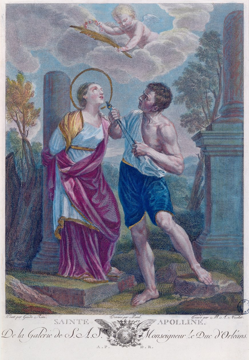 St. Apollonia (gravura a cores) de Guido Reni