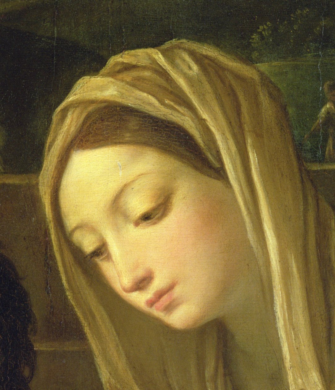 A Adoração dos Pastores, detalhe da Virgem, c.1640-42 (detalhe de 35651) de Guido Reni
