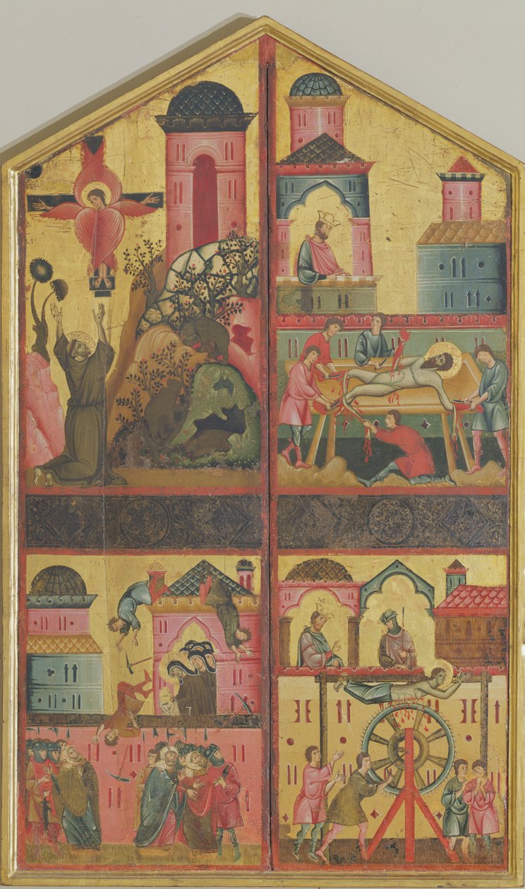 Díptico de St Claire, c.1280 (têmpera e ouro no painel) de Guido da Siena