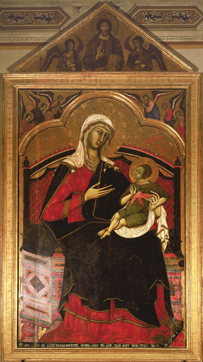 Virgem e Criança, c.1270s (têmpera em madeira) de Guido da Siena
