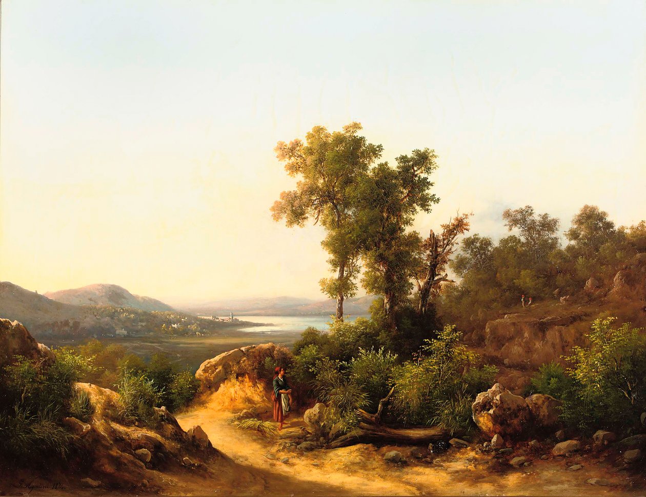 Trasimeno: uma vista do lago Trasimeno, Itália, 1874 de Guido Agostini
