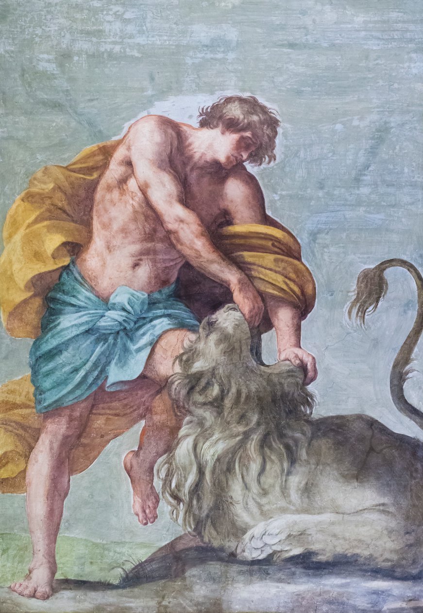 Afrescos de tecto da sala do casamento de Aldobrandini, retratando cenas das histórias de Sansão (fresco) de Guido Reni