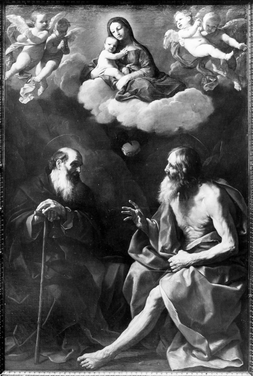 Os eremitas Paulo e António no deserto de Guido Reni