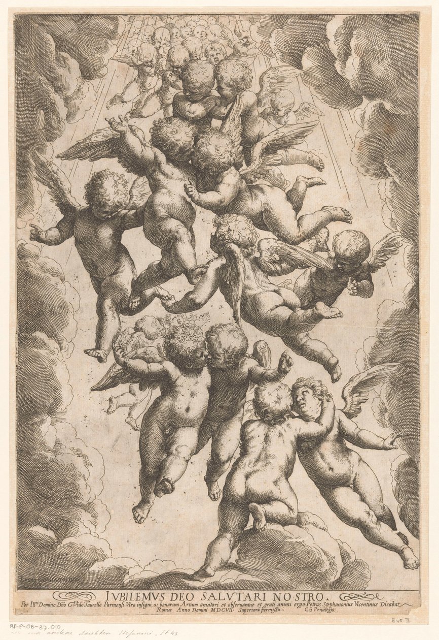 Engelen em glória Regozijemo-nos em Deus nosso Salvador (título no objeto) de Guido Reni