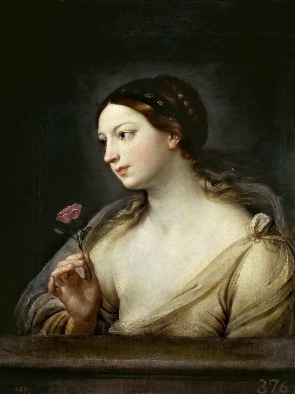 Menina com uma rosa, 1630-1635. de Guido Reni