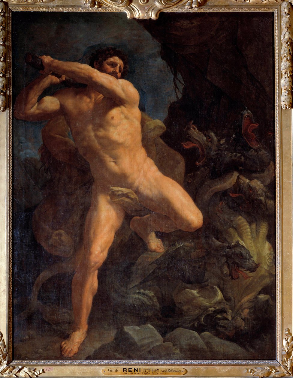 Hércules Terrassing the Hydra of Lerne Painting de Guido Reni dit le Guide (1573-1642) 1617 Sun. 2,6x1,9 m de Guido Reni