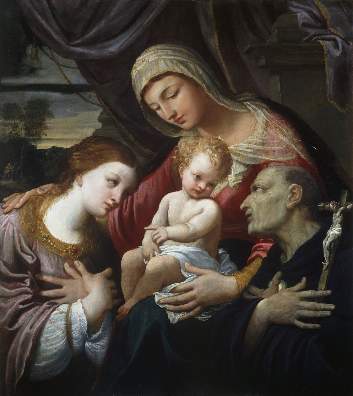 Madona e Criança com Santos, de Guido Reni (1575-1642), óleo sobre tela de Guido Reni