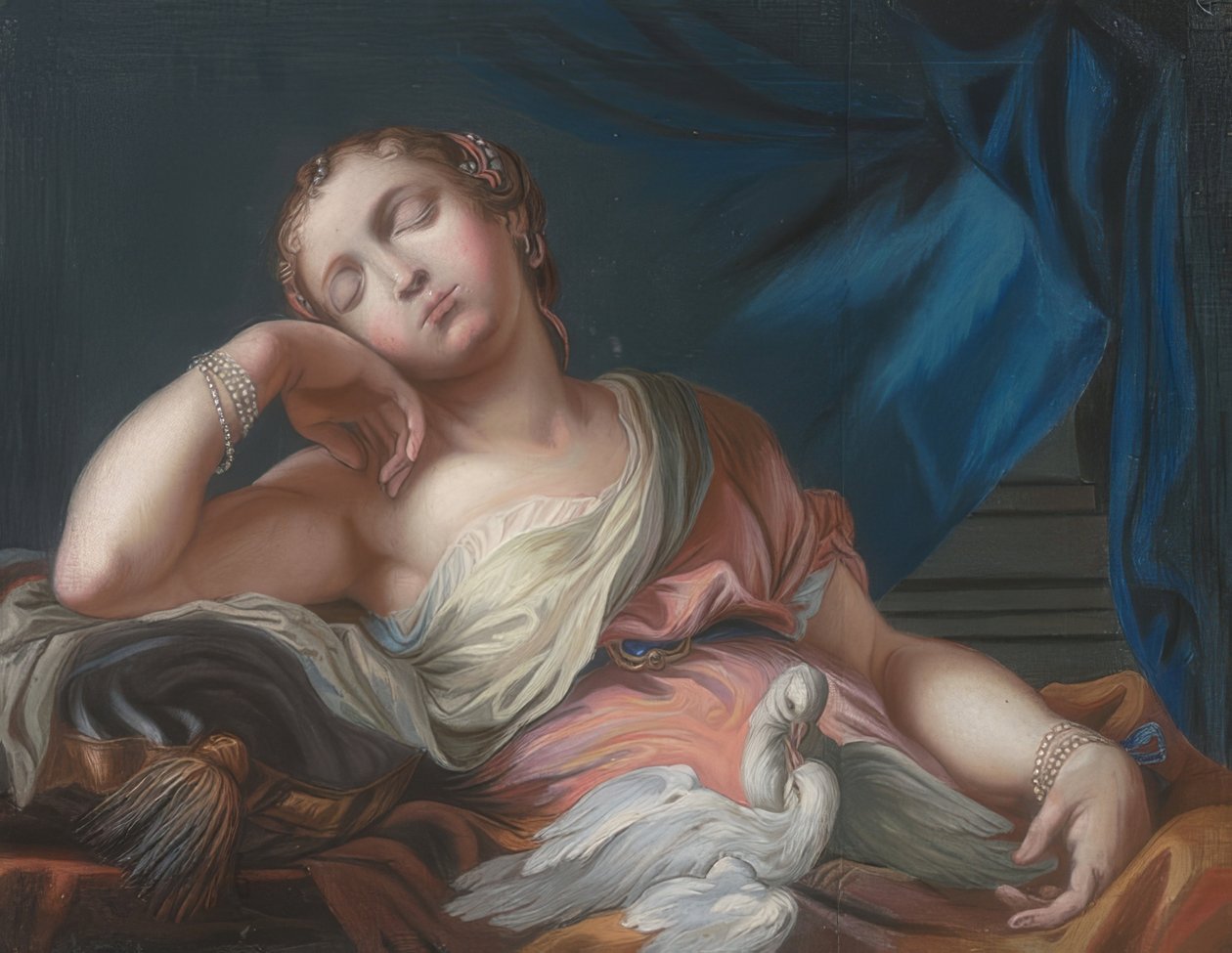 Venus dormindo com dois pombos em roaming de Guido Reni