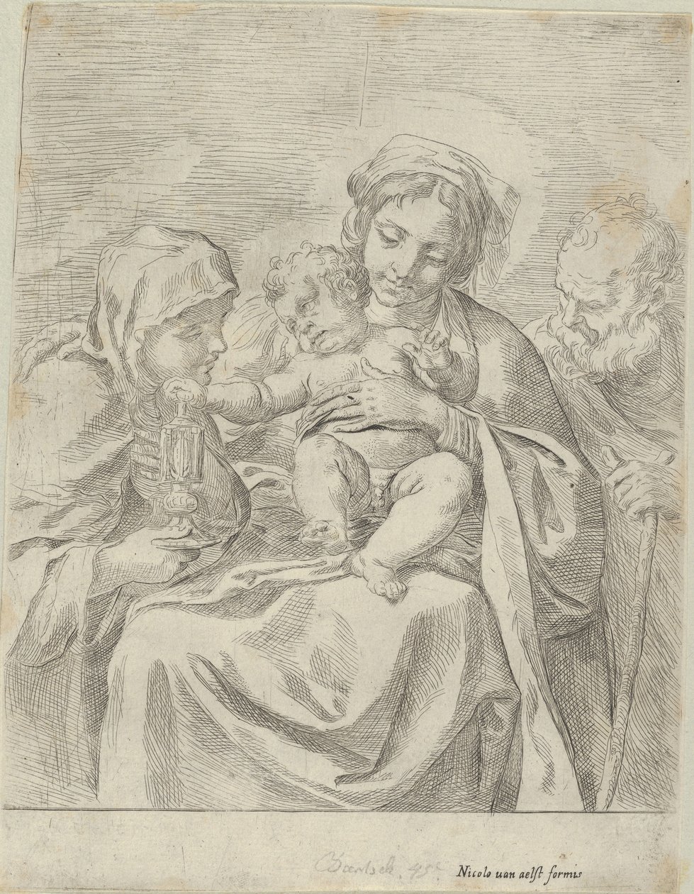 A Sagrada Família com Santa Clara, 1590-1600. de Guido Reni