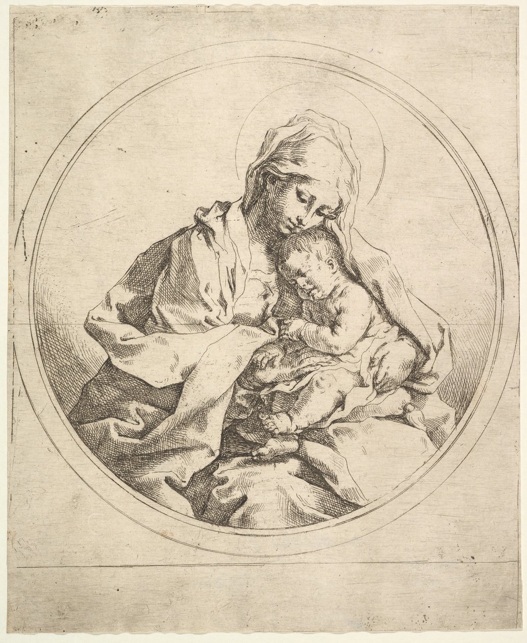 A Madonna e a Criança na Rodada. de Guido Reni