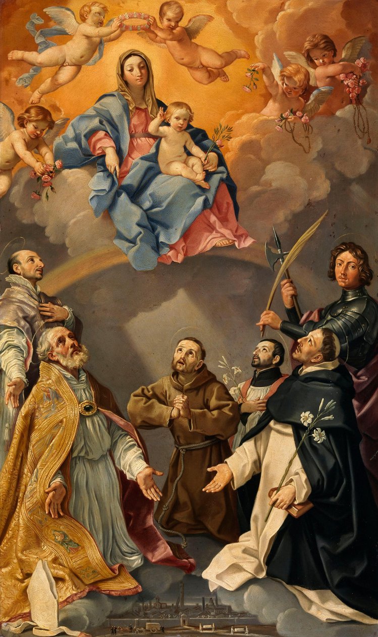 A Virgem e o Menino com os santos protectores da cidade de Bolonha (santos Inácio de Loyola, Petrónio, Próculo, Francisco de Assis, Francisco Xavier, Domingos e Floriano) de Guido Reni
