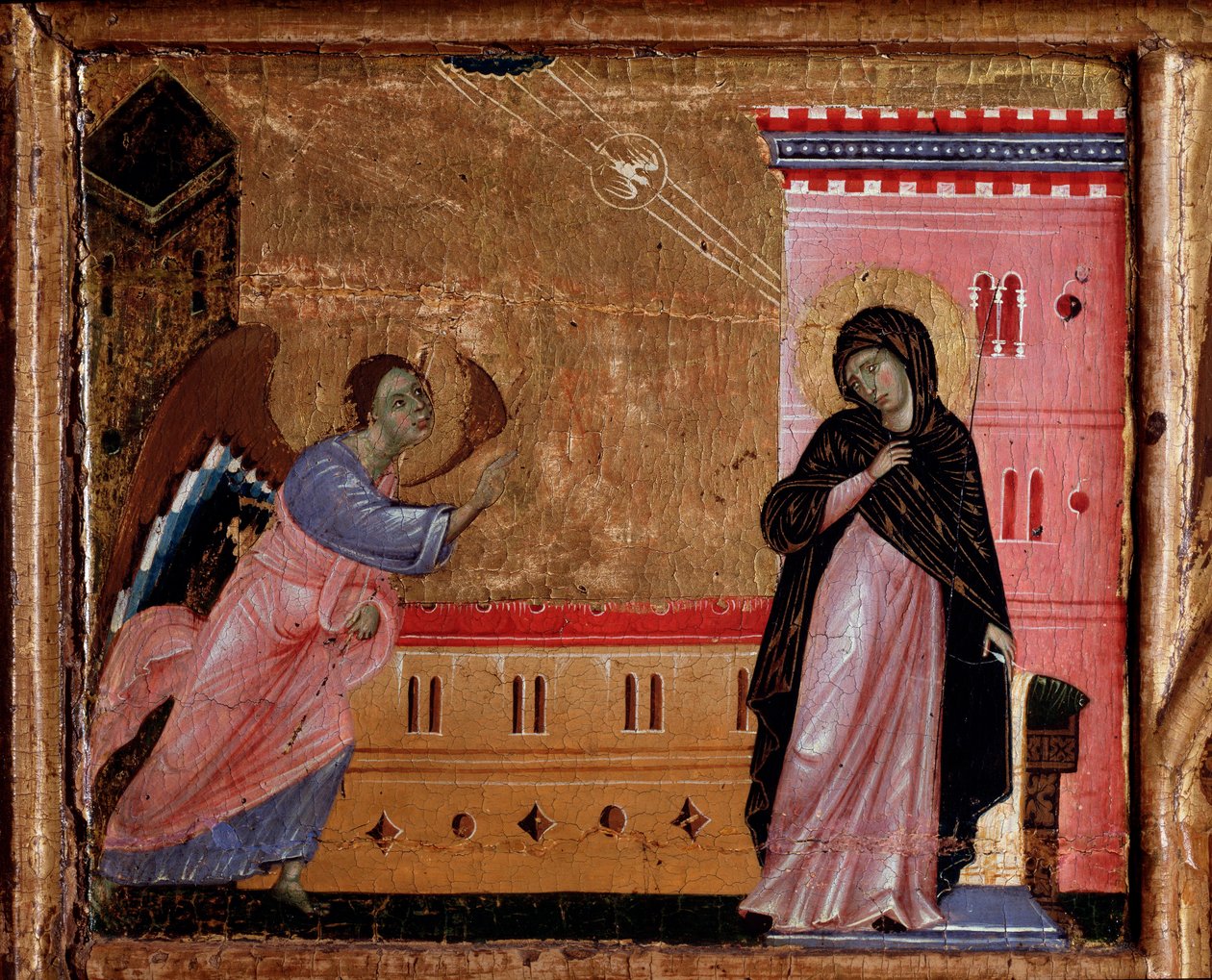 A anunciação. Detalhe da predela, c.1260-1280 de Guido da Siena