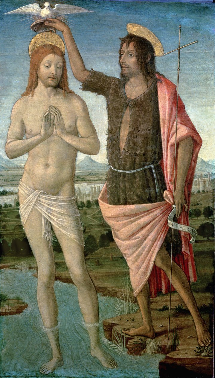 O Batismo de Cristo, 1486 (tempera no painel) de Guidoccio di Giovanno Cozzarelli