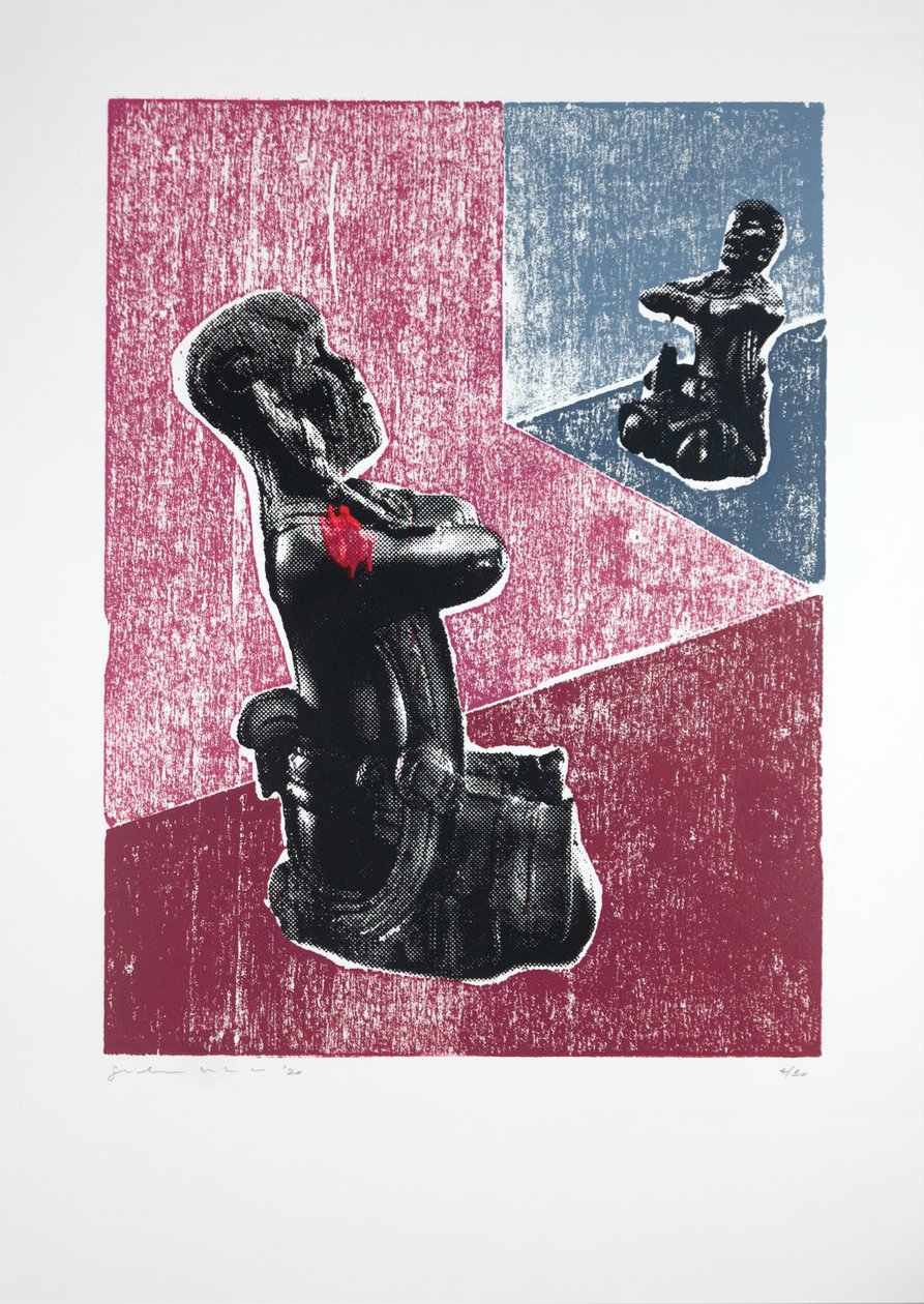 Sala Invisível nº7, Megalomania, 2019 (xilogravura e serigrafia) de Guilherme Pontes