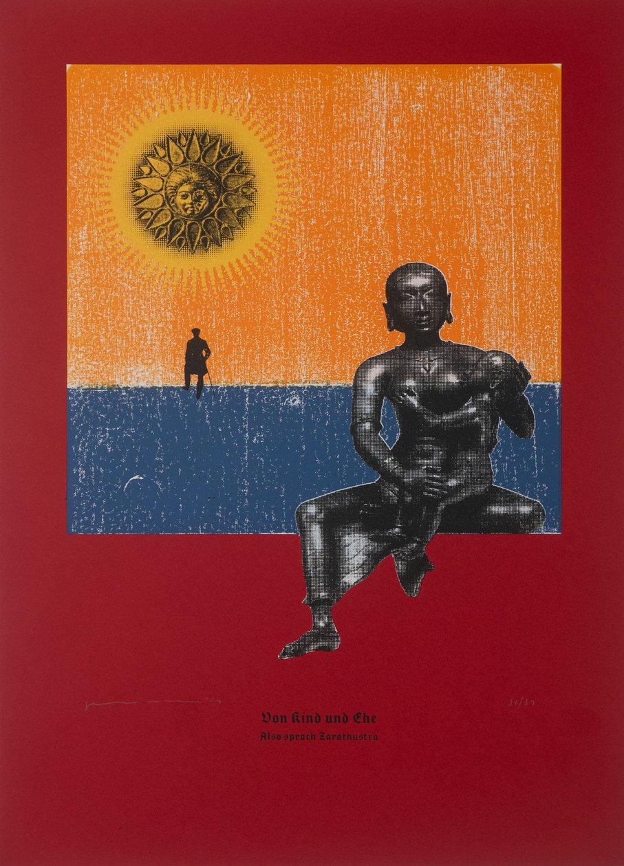 Sobre a criança e o casamento, Assim falou Zaratustra, 2024 (xilogravura e serigrafia) de Guilherme Pontes