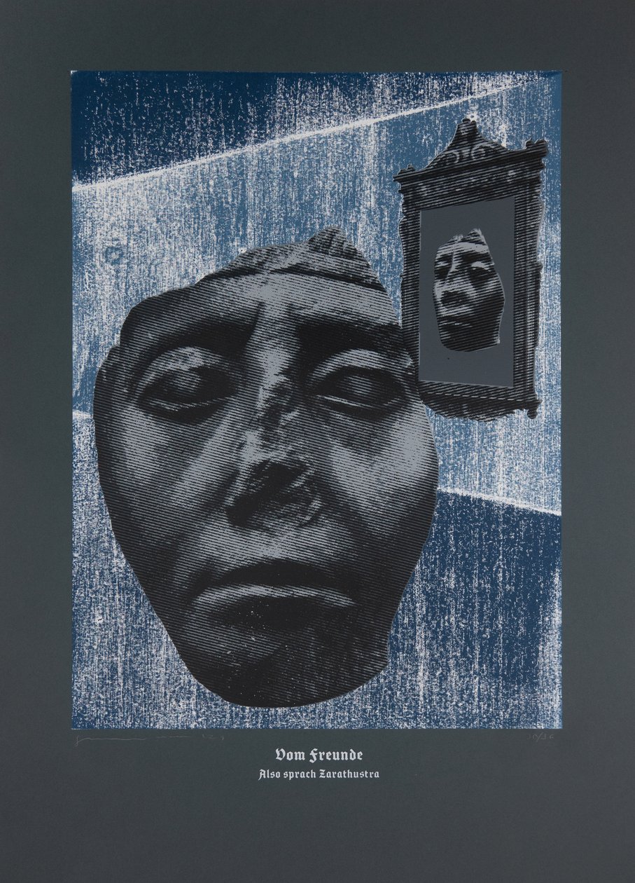 Sobre a amizade, Assim falou Zaratustra, 2024 (xilogravura e serigrafia) de Guilherme Pontes